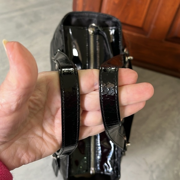 Coach  Vintage  black patent leather shoulder bag  small tote  Silvertone HW EUC - Picture 5 of 17